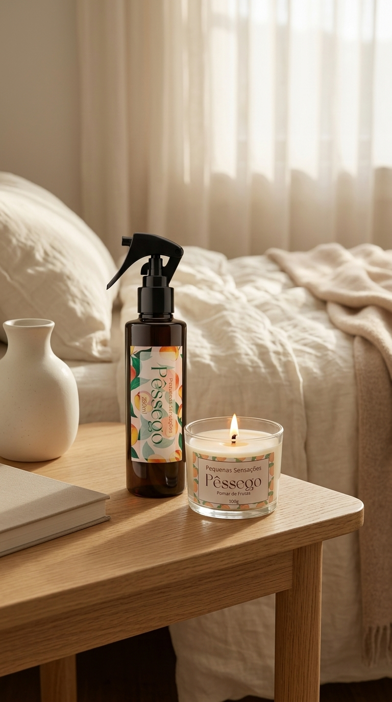 Combo Pêssego: Vela e Home Spray