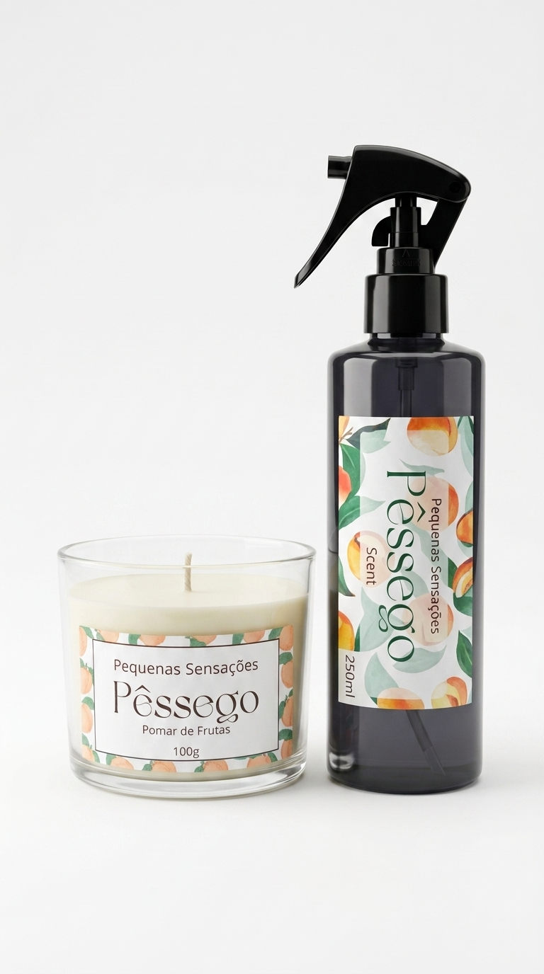 Combo Pêssego: Vela e Home Spray
