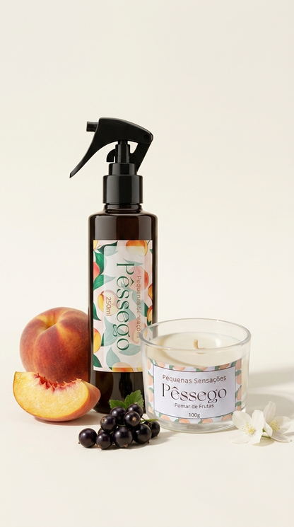 Combo Pêssego: Vela e Home Spray